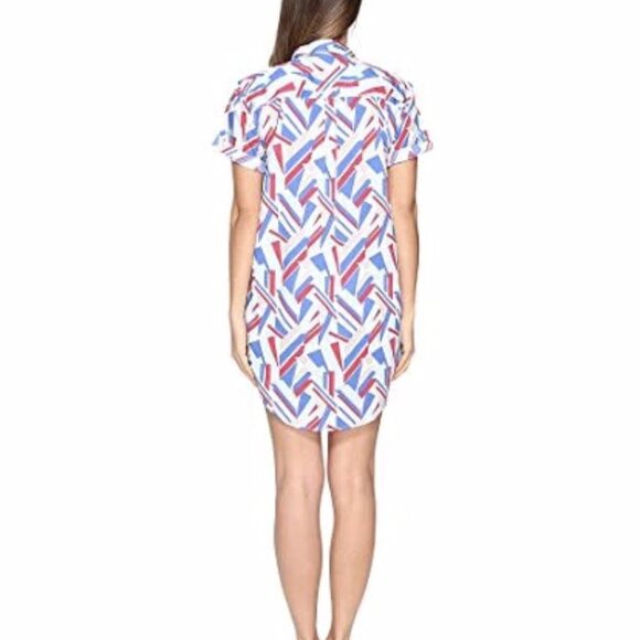 ONIA New Swim Cover-Up Shirt Dress Geo Print Button Pockets Cotton NWT Womens L - Picture 3 of 14